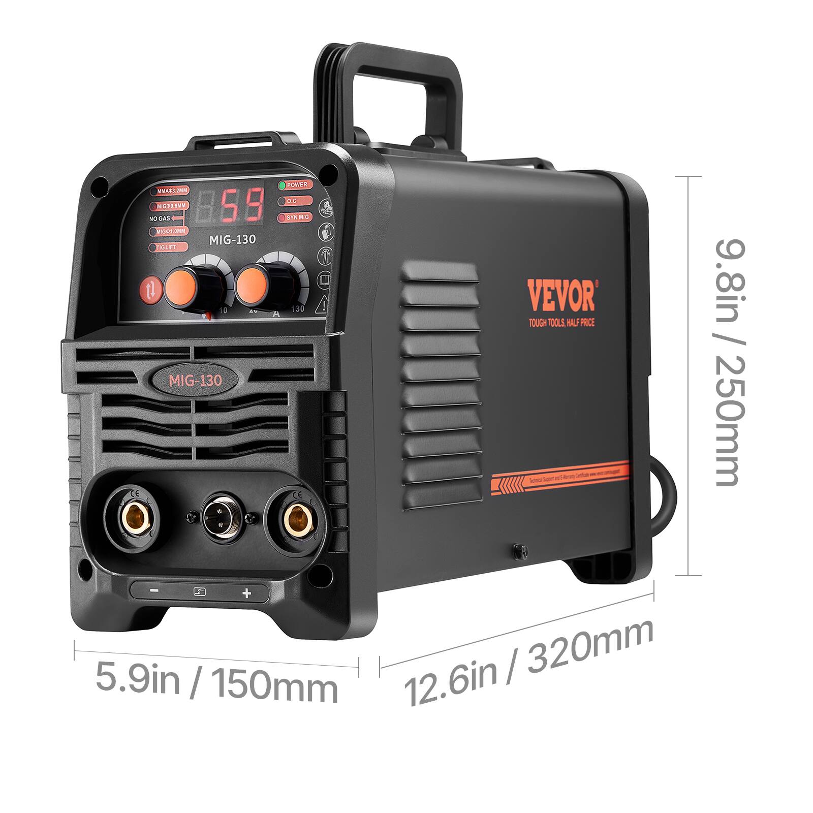 POWER 4012 WMA C w RSP DAS NT 59 3TNM 5 T& MU SE ad MIG-130 TILAMI 1l 4 1J0 A MIG-130 VEVOR TOUGH TOOLS HALF PRICE - - - Soen - Sn 9.8in / 250mm . + 12.6in / 320mm / 320mm 5.9in / 150mm