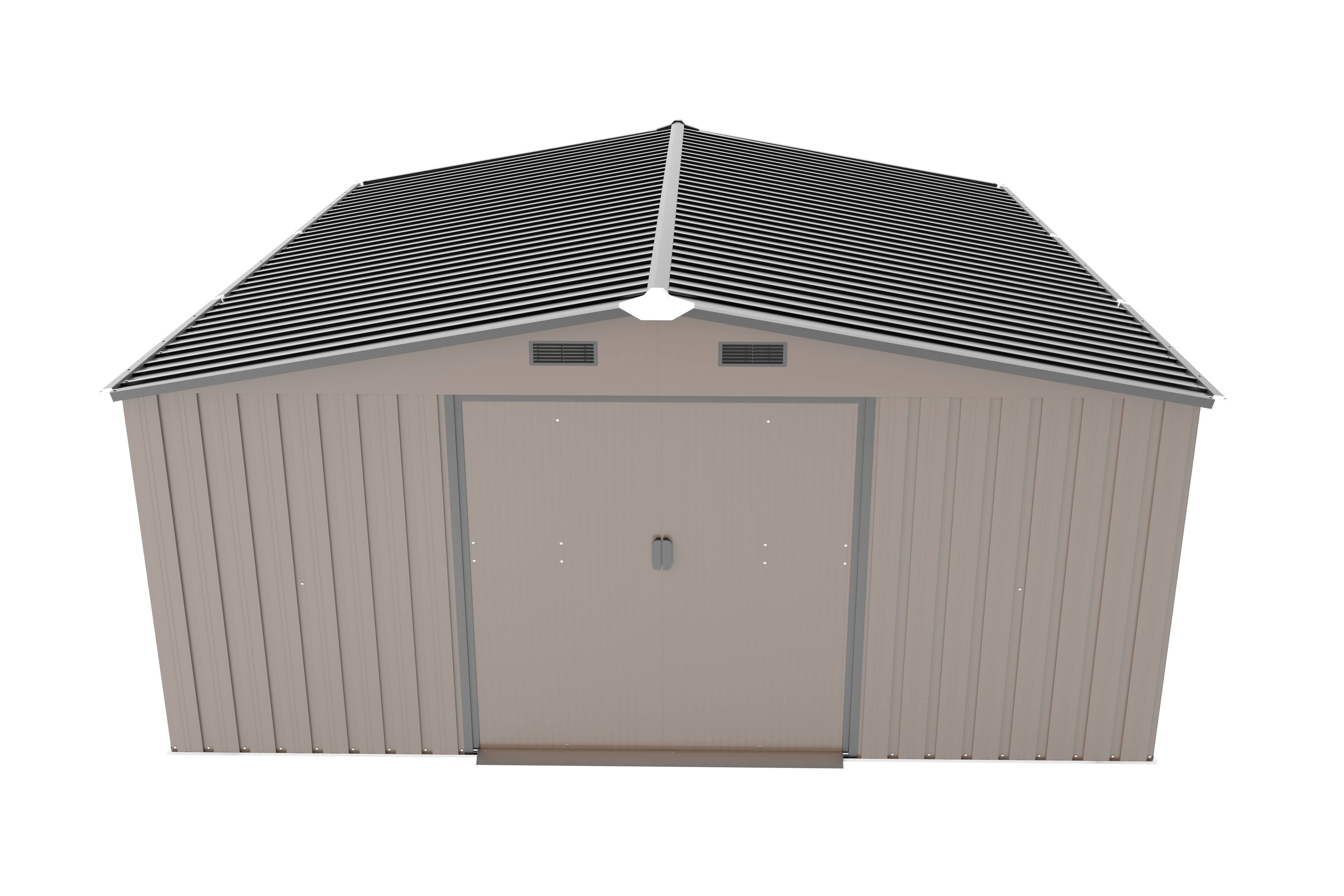 Alt View 5. Mondawe - 10x12 FT Outdoor Storage Shed with Color Steel Plate and Two Daylight Windows - Brown.