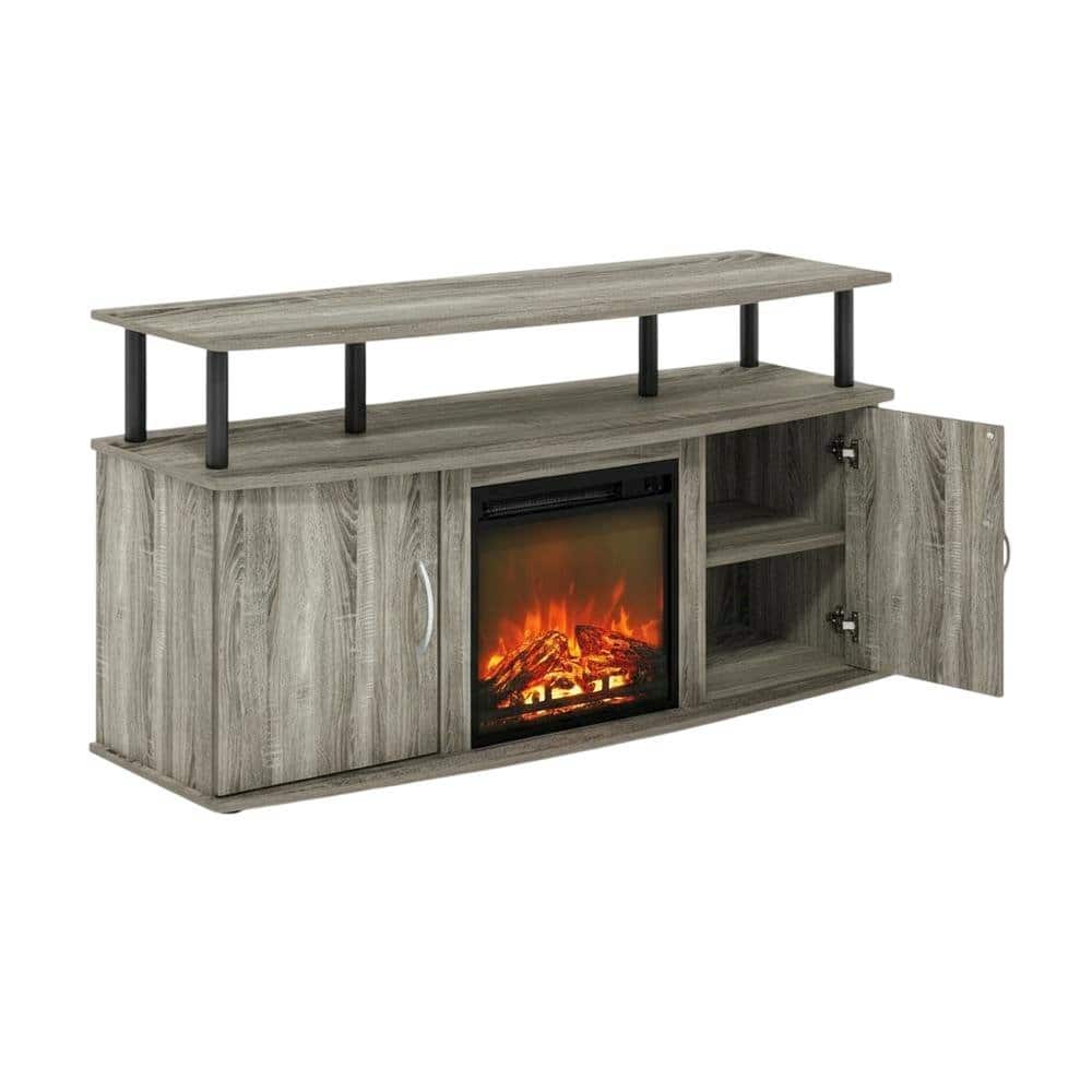 FurniFact - Fireplace Entertainment Center with Storage Cabinets for TVs up to 55 Inch - Gray price history on PriceWatchPro