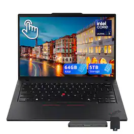 Lenovo - ThinkPad T14 Gen 5 14" WUXGA Touchscreen Notebook,Intel Ultra 7 165U,64GB RAM,4TB SSD+1TB Dock Set,Win 11 - Black