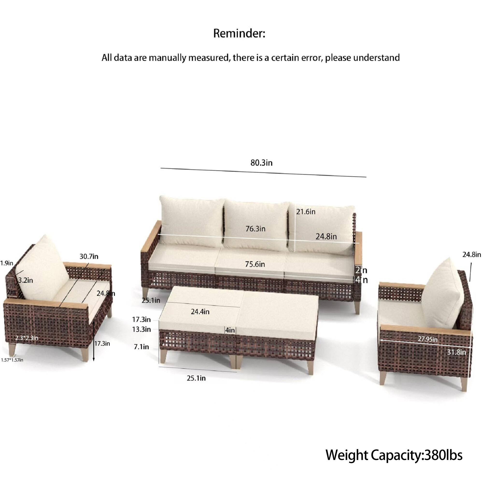Reminder: All data are manually measured, there is a certain error, please understand

80.3in  
1.9in  
3.2in  
21.6in  
2.3-2.3in  
1.57m (1.57m)  
30.7in  
24.8in  
17.3in  
25.1in  
17.3in  
13.3in  
7.1in  
24.4in  
4in  
76.3in  
75.6in  
21.6in  
24.8in  
2in  
4in  
24.8in  
27.95in  
31.8in  
25.1in  

Weight Capacity: 380lbs