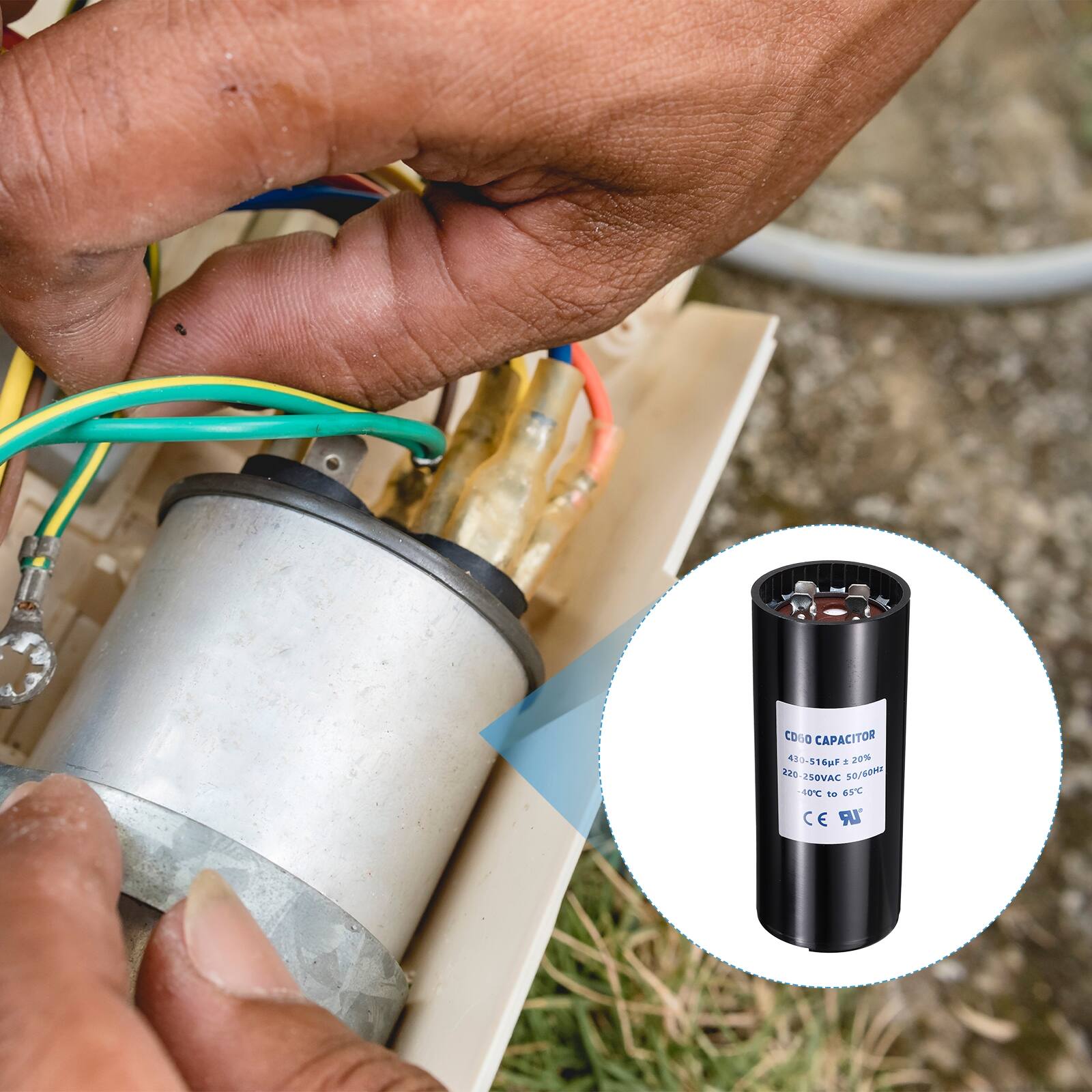 CDNO CAPACITOR 43-516pF ±20% 220-250VAC 50/60Hz 10C to 65°C CE LR