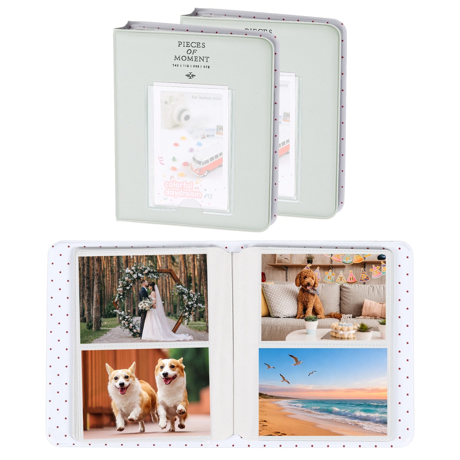 Unique Bargains - 2pcs Small Photo Album, 4x6 Inch Pockets Book with 16 Pages Holds 64 3-inch Photos for Fujifilm Travel - Gray White
