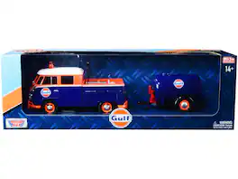 Volkswagen Service Pickup Truck with Plastic Oil Tank "Gulf Oil" 1/24 Diecast Model Car by Motormax