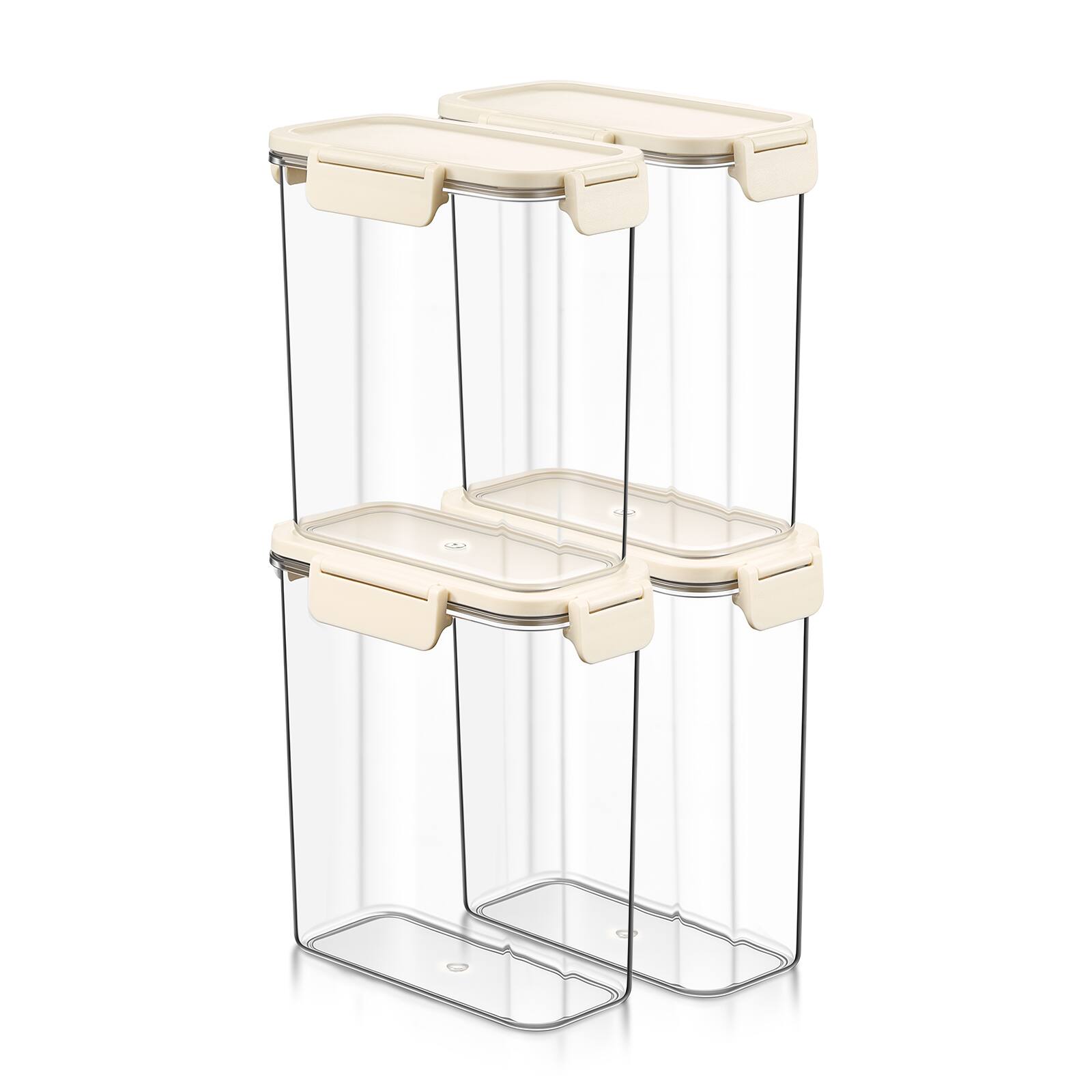 Angle. Sorbus - Sorbus 4 Pack Airtight Food Storage Container- Clear Stackable Pantry Canister with Secure Lid for Rice, Cereal, Flour - Clear.