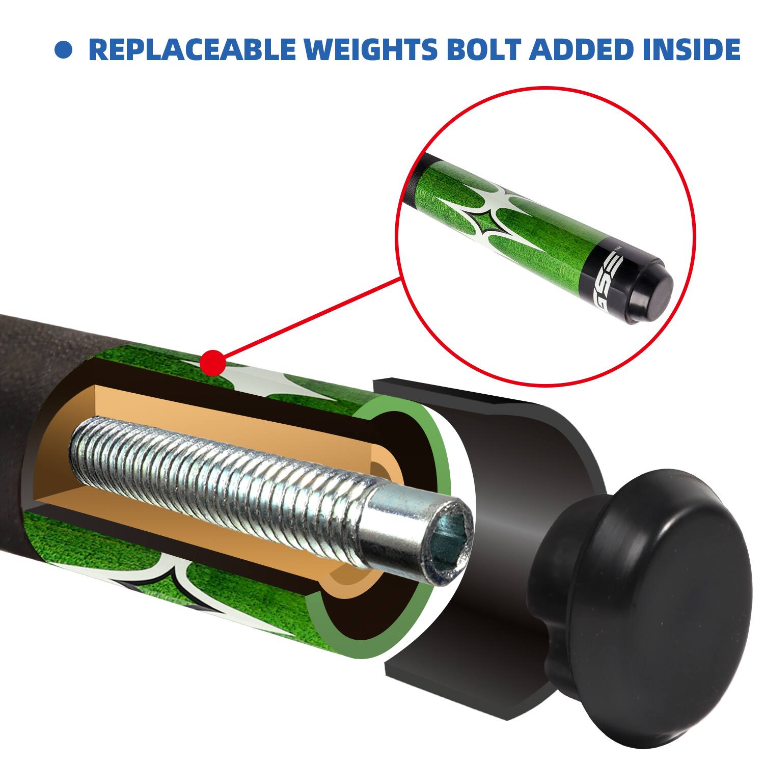 REPLACEABLE WEIGHTS BOLT ADDED INSIDE GSS