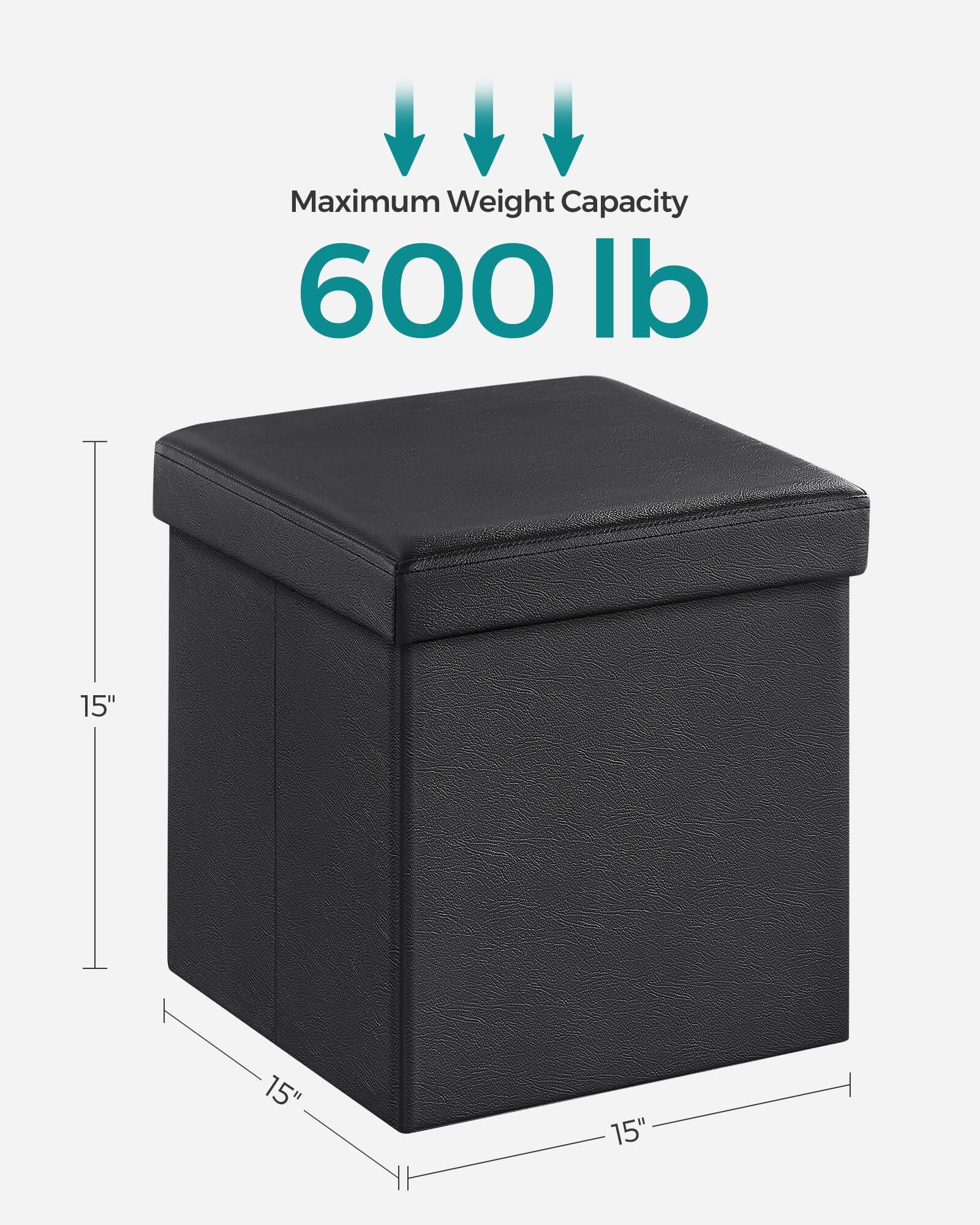 Maximum Weight Capacity  
600 lb  

15" x 15" x 15"