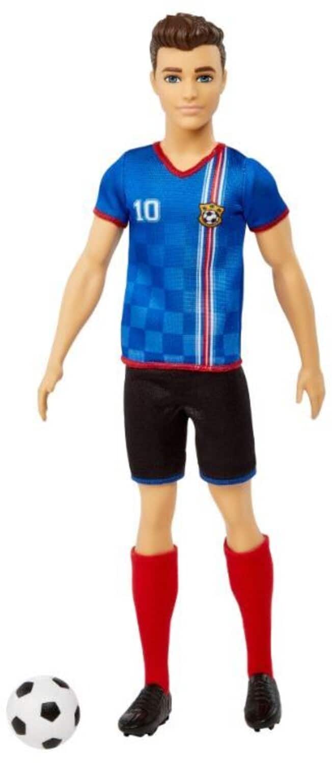 Barbie I Can Be Soccer Player Ken, Brunette, Blue & Red Uniform - COLLECTABLES - Mattel