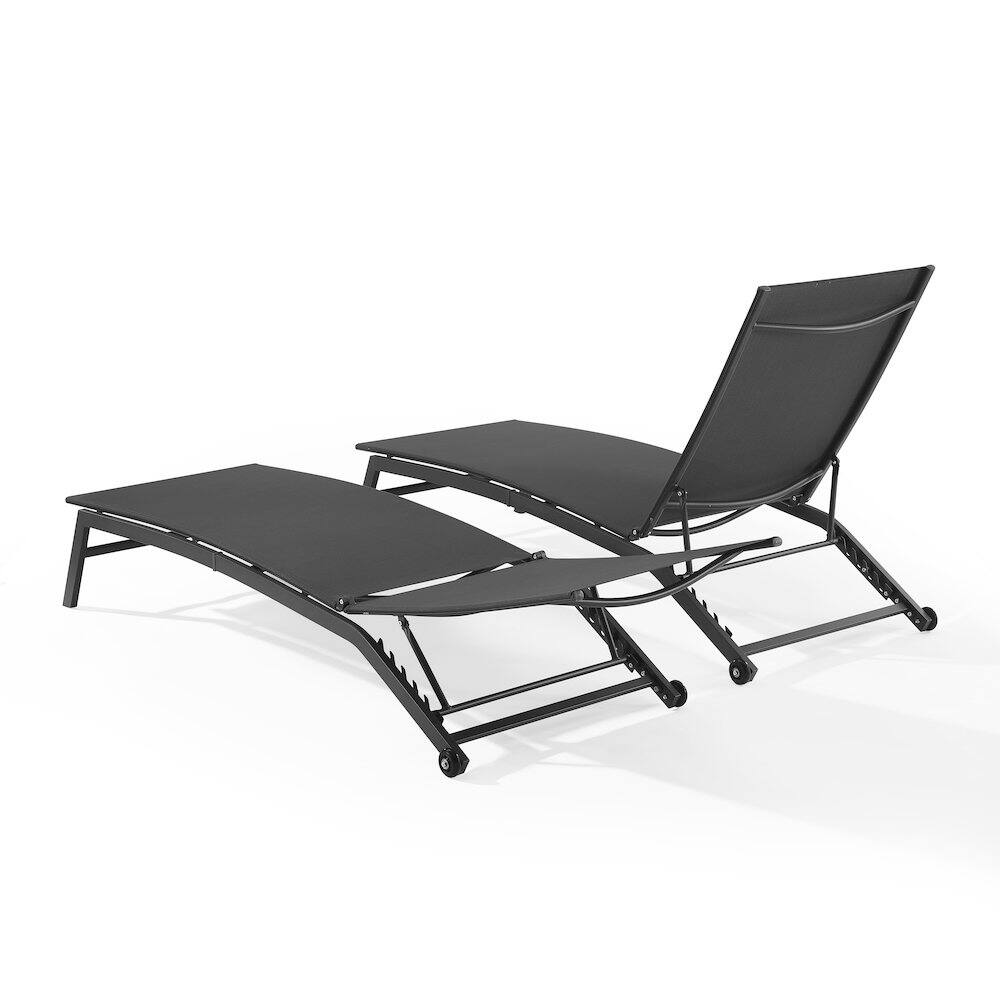Alt View 3. Crosley Furniture - Weaver 2-Piece Outdoor Chaise Lounge Set - 2 Lounge Chairs - Charcoal.