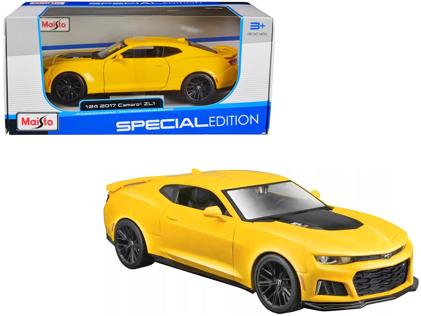 2017 Chevrolet Camaro ZL1 "Special Edition" 1/24 Diecast Model Car by Maisto - Yellow Metallic