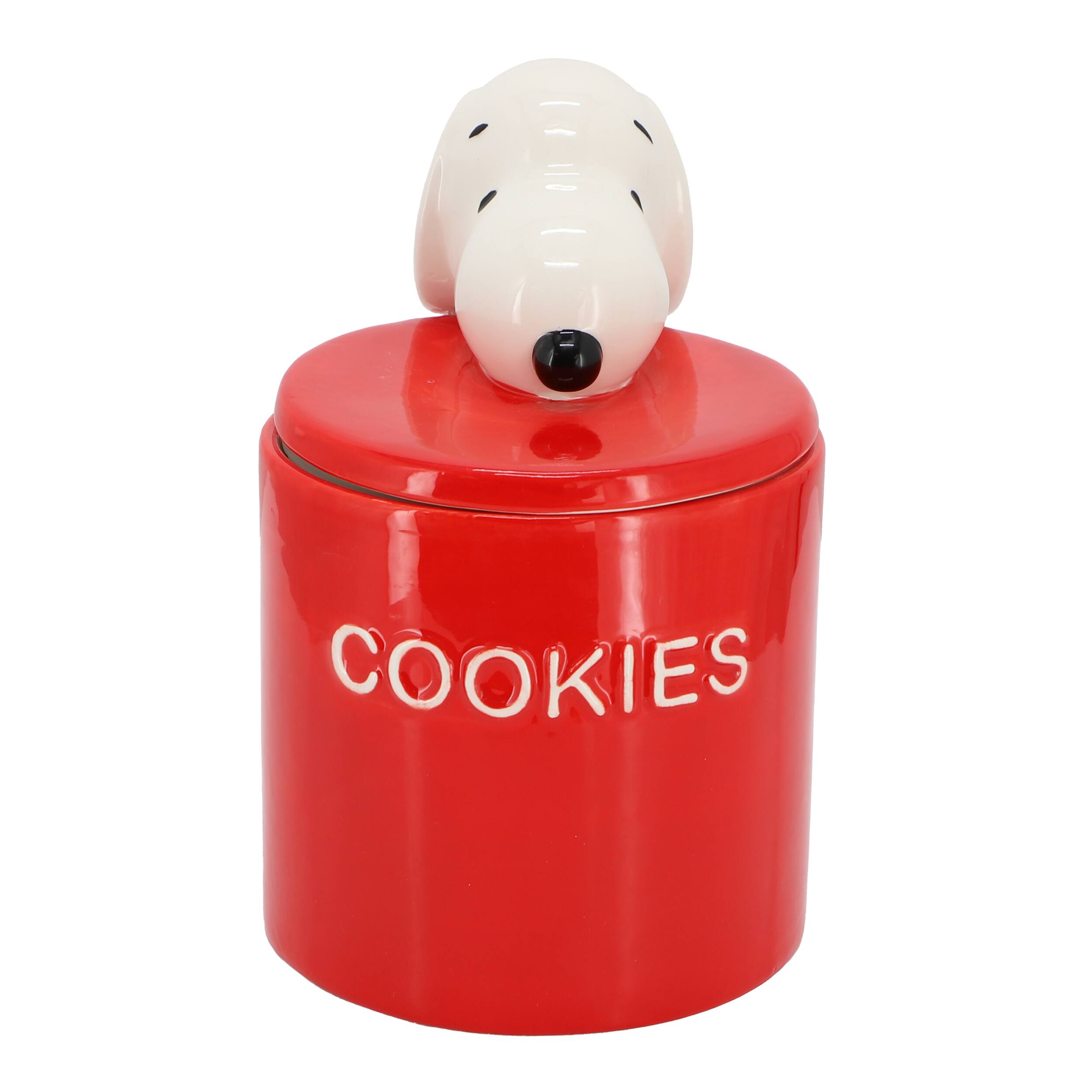 Alt View 2. Gibson - Peanuts Hello Cookies 8.2 Inch Ceramic Snoopy Cookie Jar w/ Lid in Red - Red.