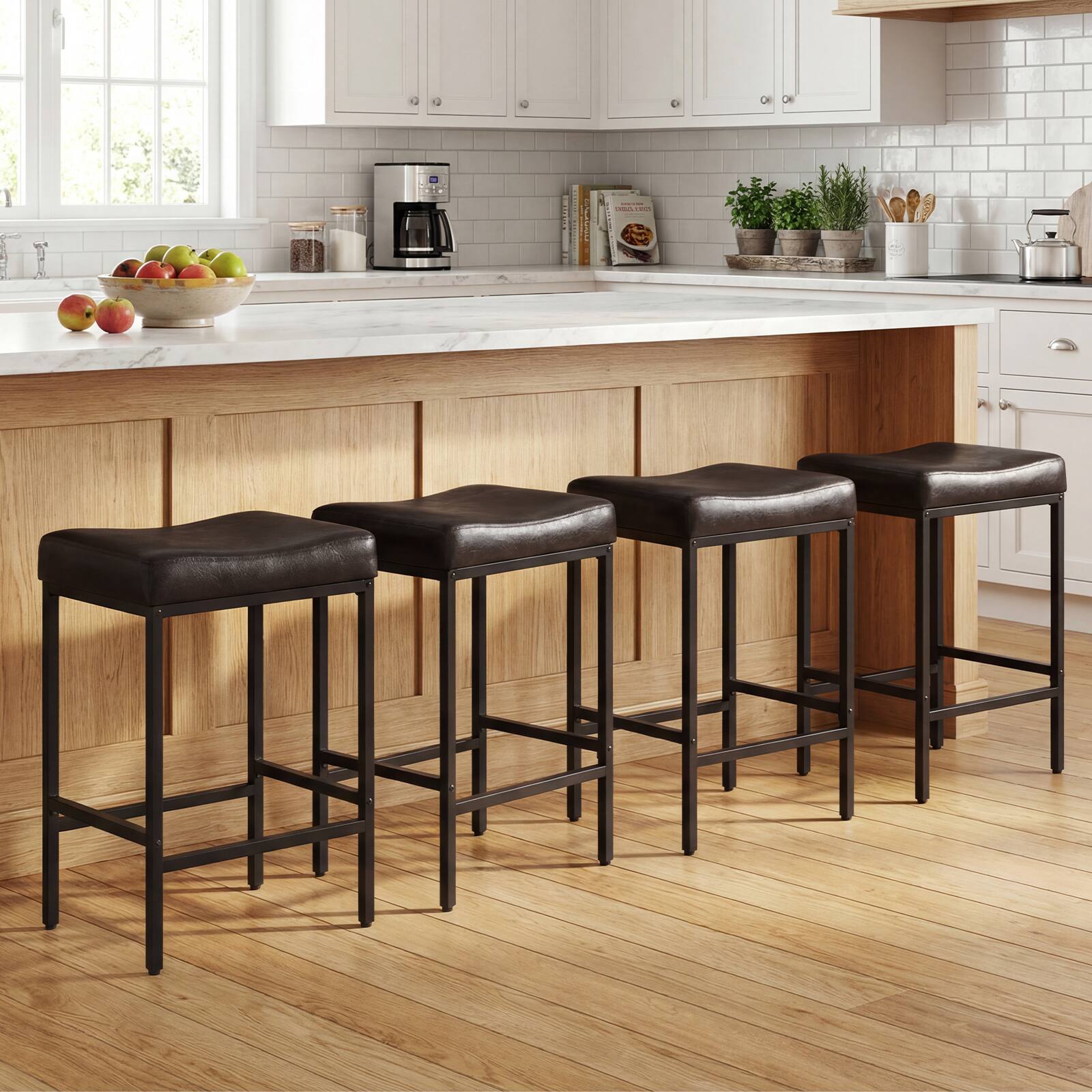 Alt View 1. Gymax - Gymax 2 Pcs Bar Stools Set of 2 25 Inch Counter Height Bar Chairs for Kitchen Island - Brown.