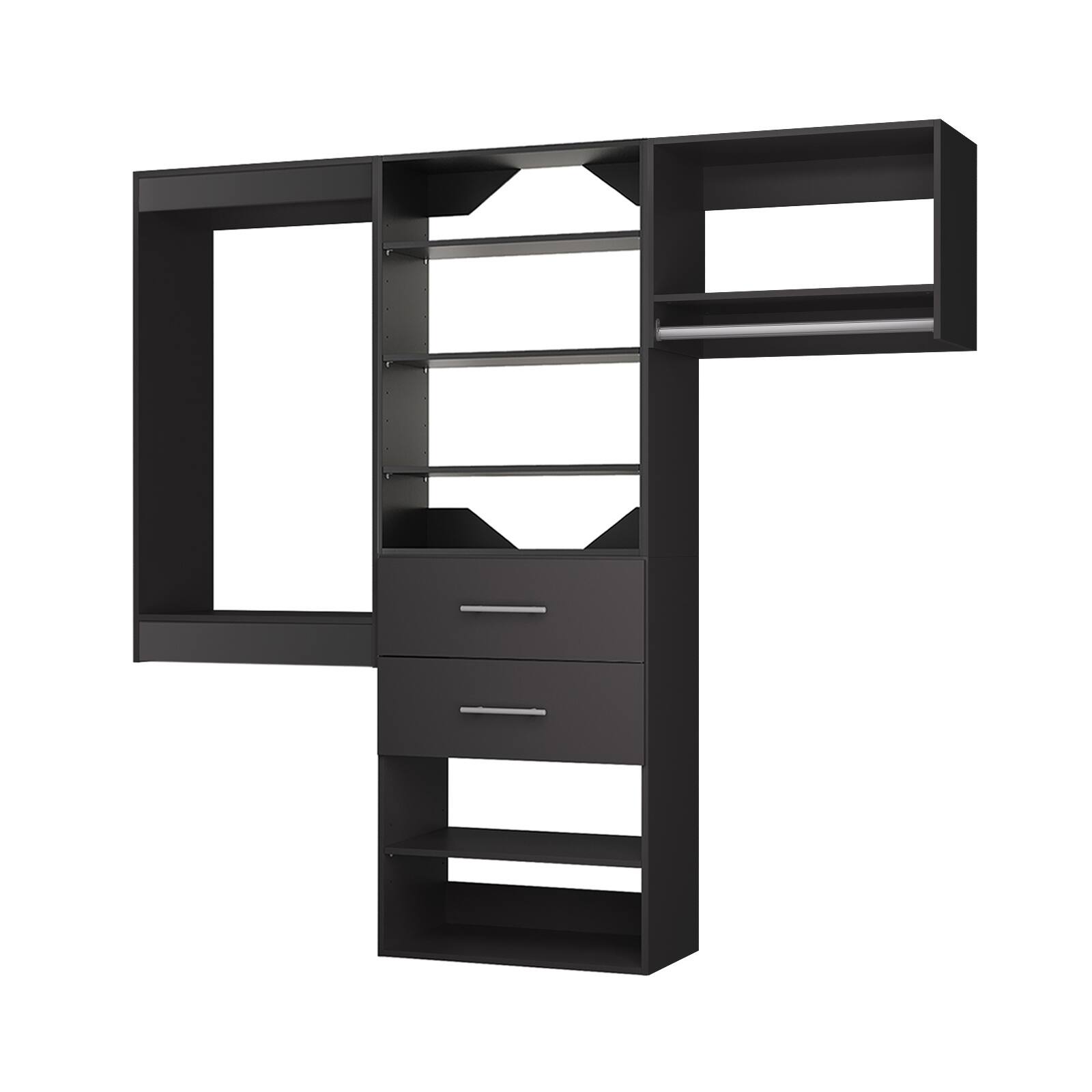 Alt View 3. Roomtec - Roomtec 90 in Black Modular Closet System Unit-Customizable Wall Mounted Walk-In Closets for Bedroom or Walk-in Closet - Black.