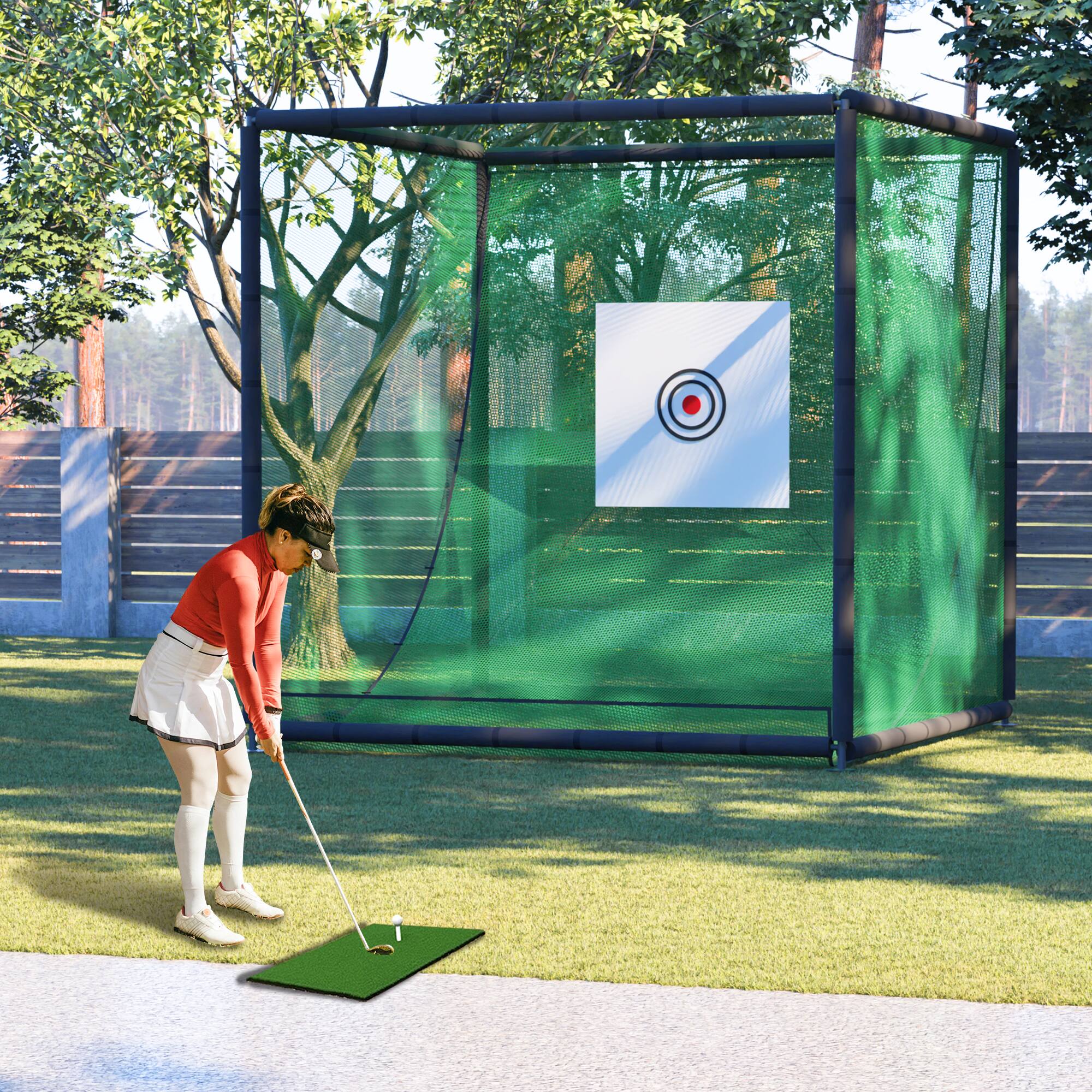 Alt View 7. ELEMENT ACE - 10 x 10 x 10FT Golf Practice Net Cage with Metal Frame Hitting Net Kit for Backyard, Golf Training Simulators - Black.