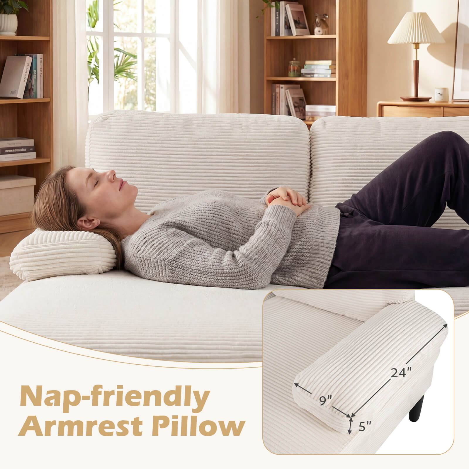 Nap-friendly Armrest Pillow  
9" x 5" x 24"