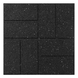 Tierra Verde - 16" x 16" Brick Rubber Paver, Outdoor Floor Tiles, Black, 4 Pack