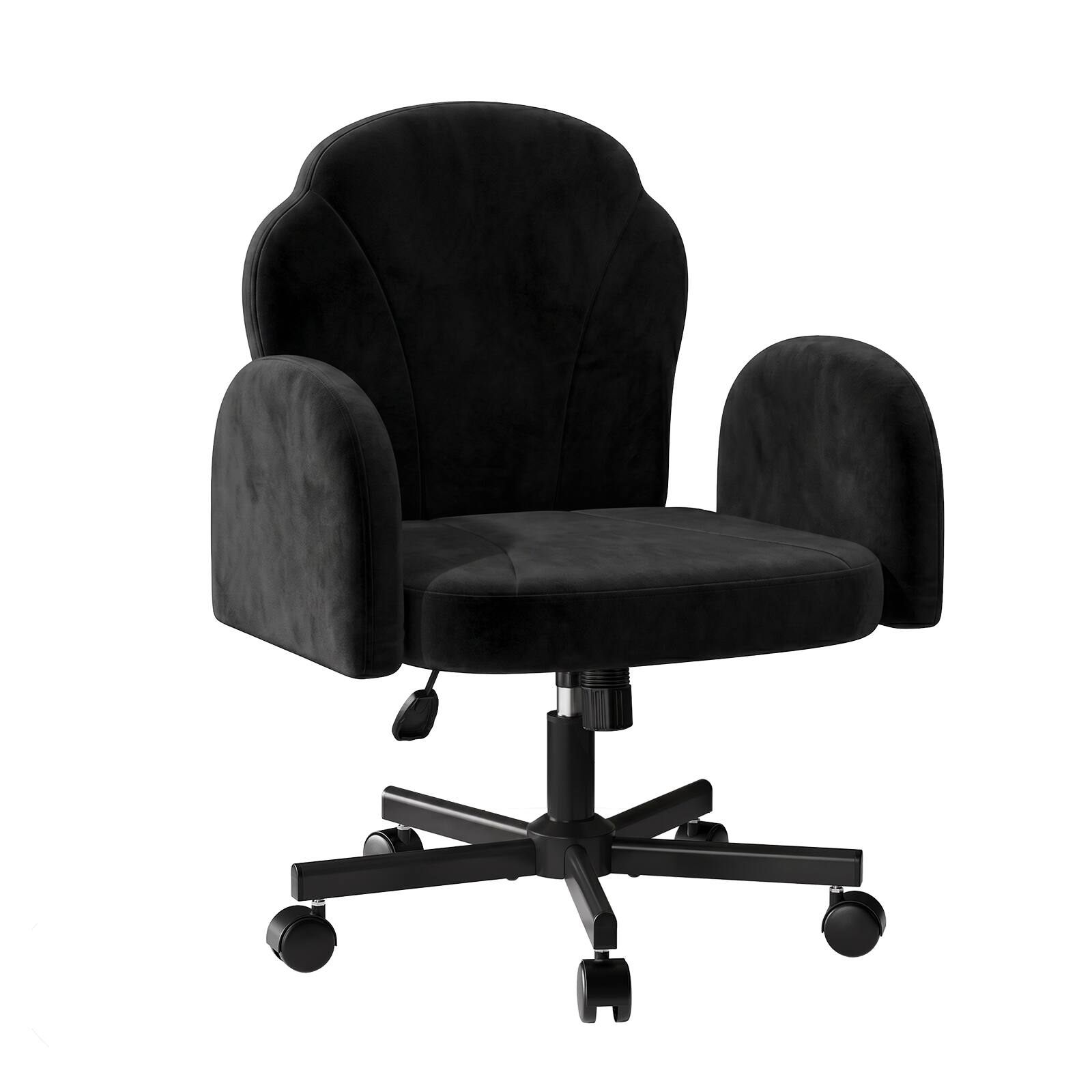Alt View 5. Bestier - Ergonomic Petal-Shaped Office Chair with Flip-Up Arms, Adjustable Backrest with Swivel Wheels Chair for Home Office - Black Dutch Velvet.
