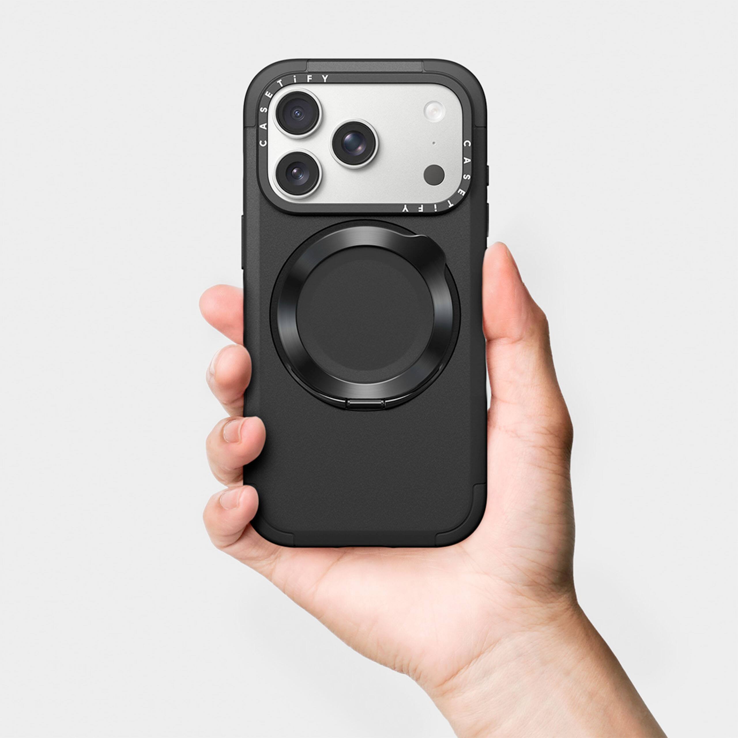 Back. CASETiFY - Force Stand Case MagSafe Compatible for Apple iPhone 18 Pro and 17 Pro Devices - Black.