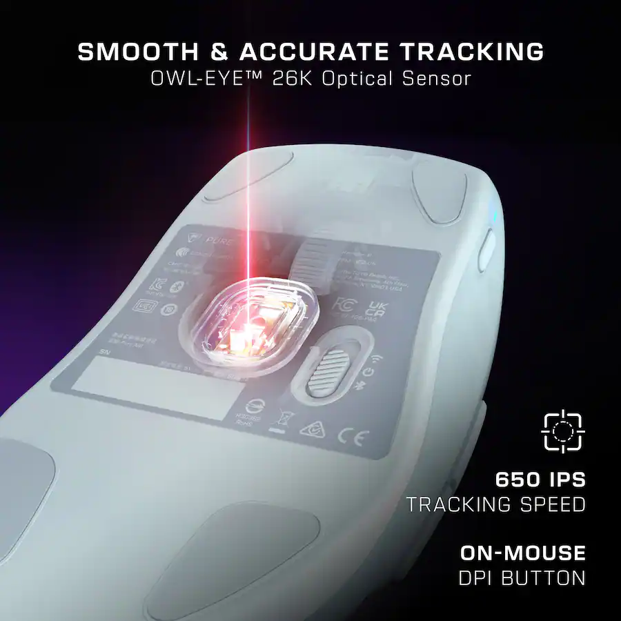 Optically Pure Turtle Beach Pure Air Ultra Light Wireless Ergonomic RGB Gaming Mouse ...