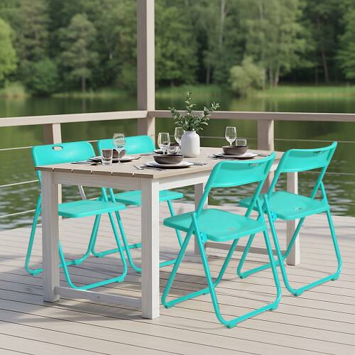 Alt View 8. Winado - 4PCS Plastic Folding Chairs Portable Commercial Seat for Outdoor Indoor Events, Dinning, Wedding, Party, Office, Camping - Mint Green.