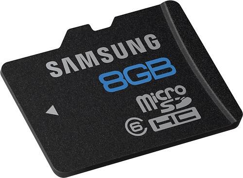 Angle Standard. Samsung - High Speed 8GB microSDHC Class 6 Memory Card.