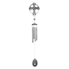 FC Design - 28" Long Pewter Cross Wind Chime Outdoor Patio or Garden Hanging Decoration - Multi-Color