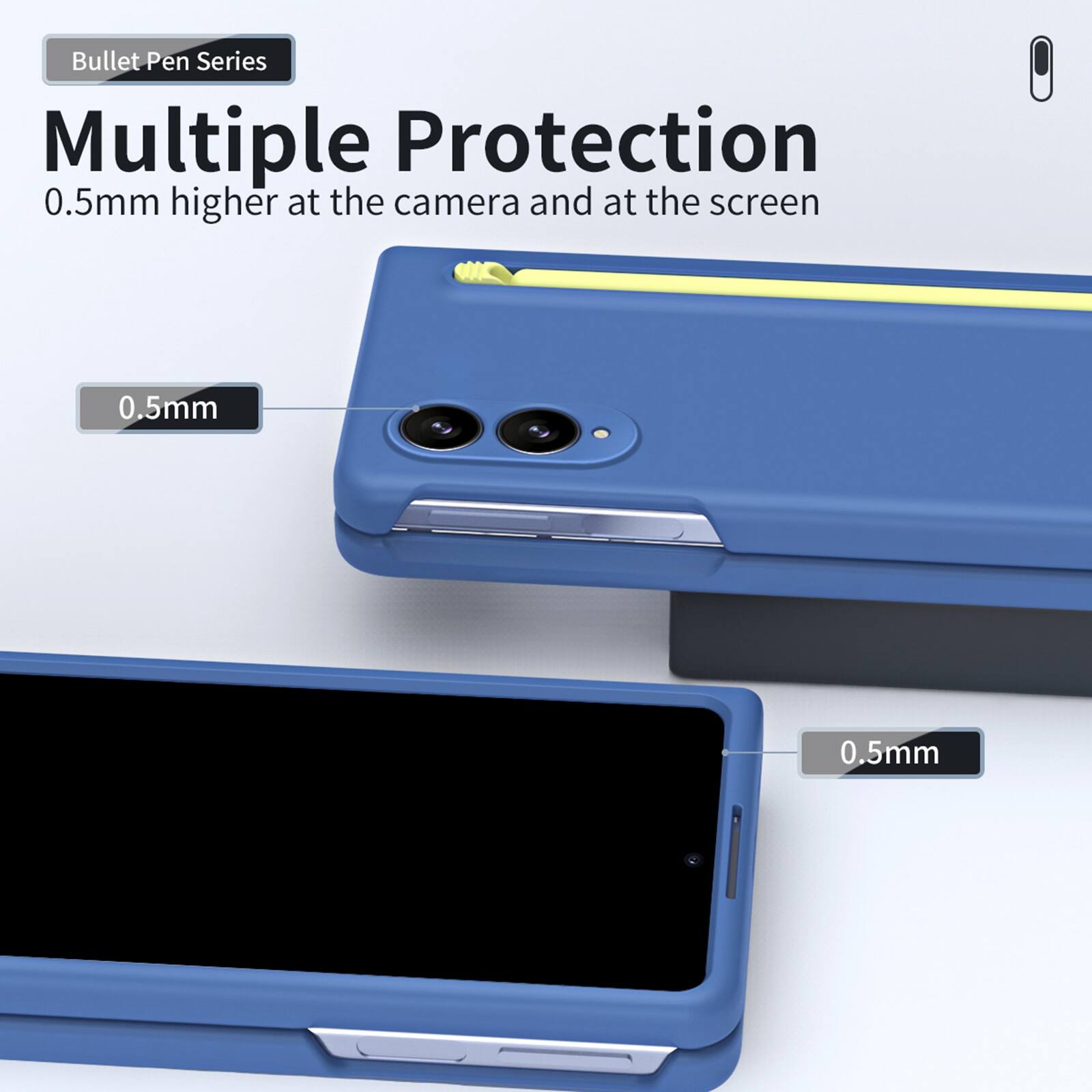 Bullet Pen Series  
Multiple Protection  
0.5mm higher at the camera and at the screen  
0.5mm  
0.5mm