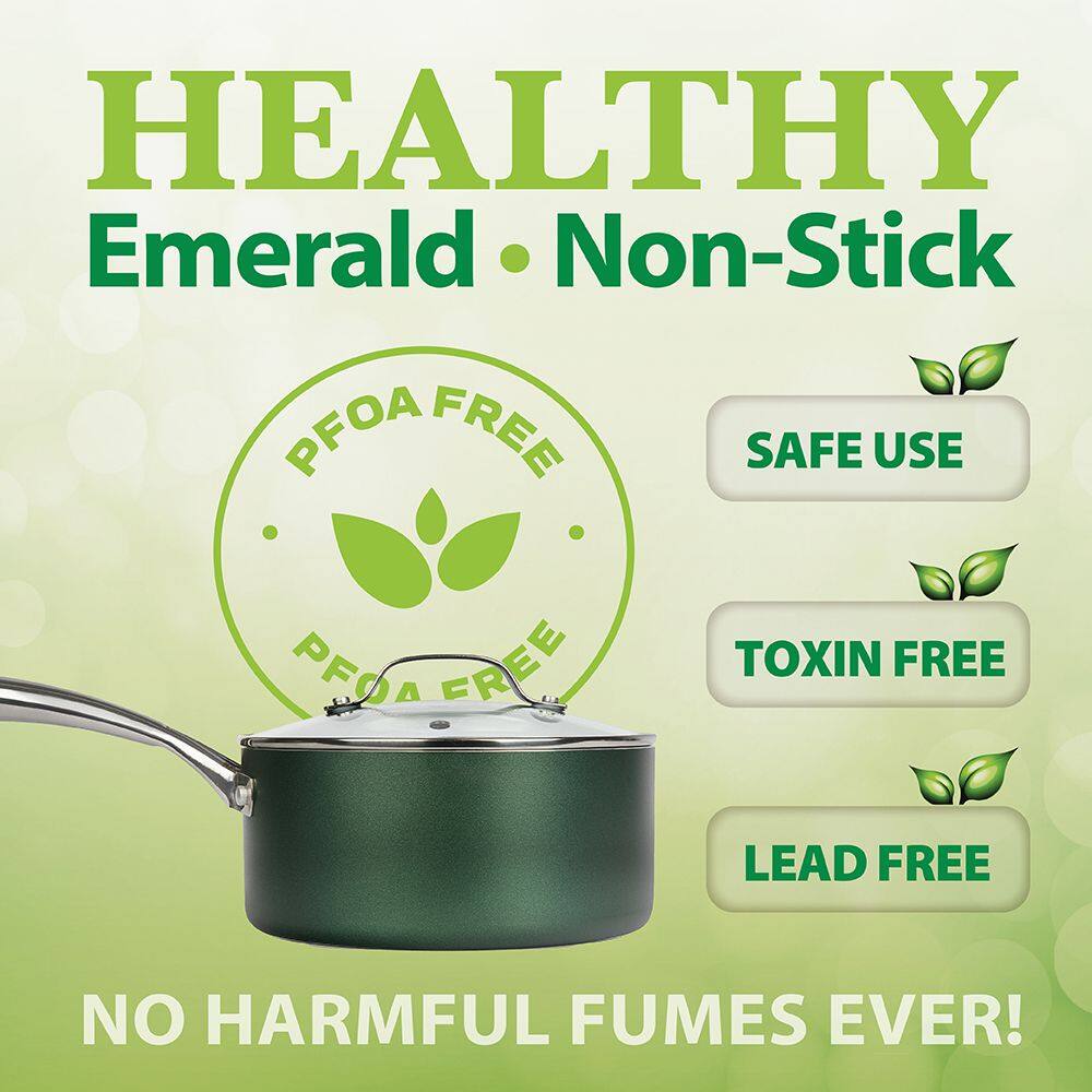 HEALTHY Emerald Non-Stick  
PFOA FREE  
SAFE USE  
TOXIN FREE  
LEAD FREE  
NO HARMFUL FUMES EVER!