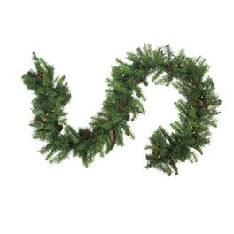 Northlight - Pre-Lit Dakota Red Pine Artificial Christmas Garland - 9' x 16" - Warm White LED Lights - Green