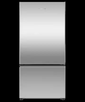 Front. Fisher & Paykel - 18.2 Cu. Ft. Bottom Mount Freezer Refrigerator with Ice - Stainless Steel.