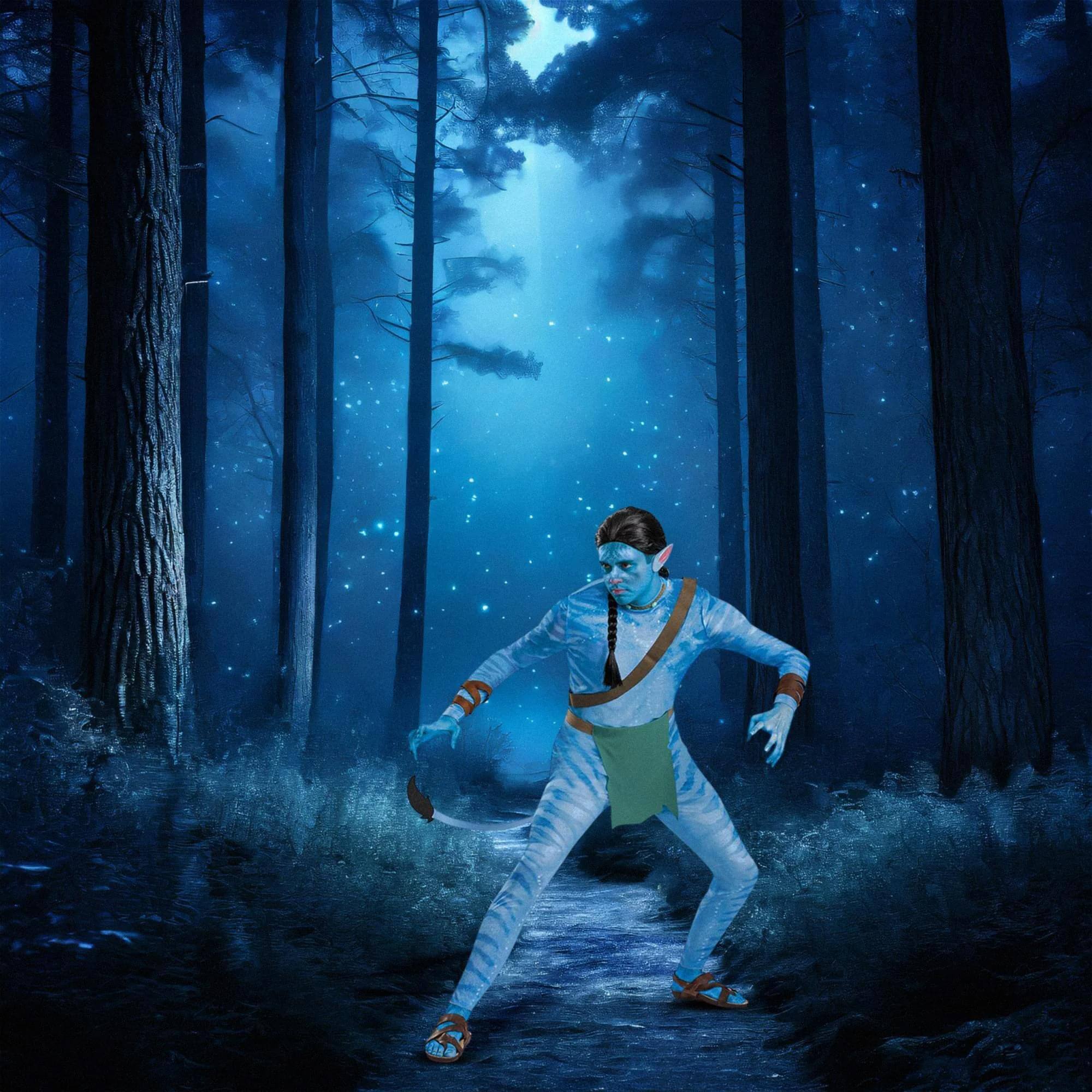 Alt View 3. Disguise - Avatar 2 Jake Sully Reef Look Deluxe Adult Costume | L/XL (42-46) - Blue.