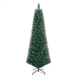 Costway - 5 Ft PVC Artificial Pencil Christmas Tree Slim Stand - Green
