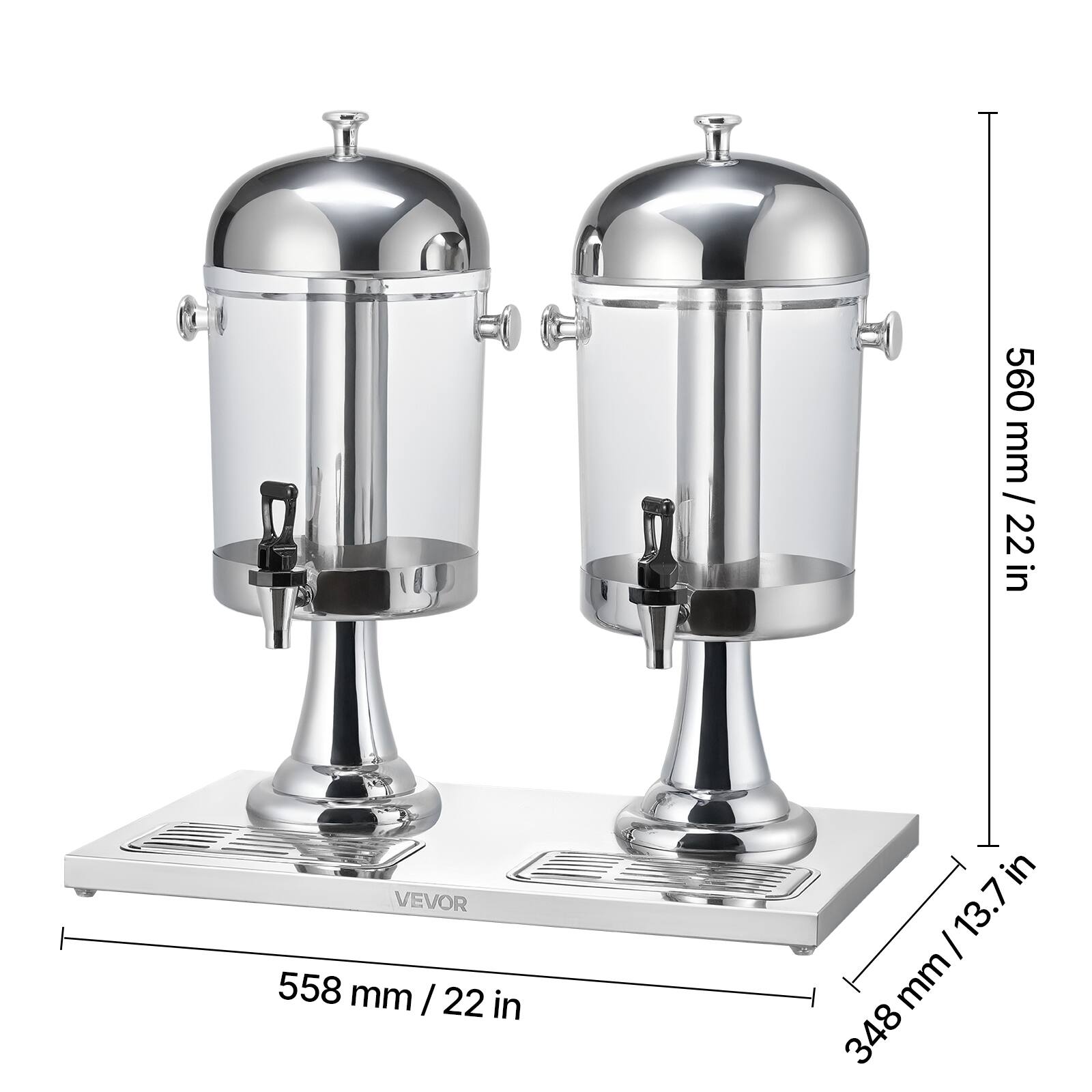 560 mm / 22 in  
558 mm / 22 in  
348 mm / 13.7 in  

VEVOR