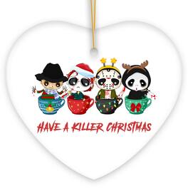OrnamentallyYou - Have a Killer Christmas Spooky and Cute Halloween Theme Ornament Heart - Multi-colored