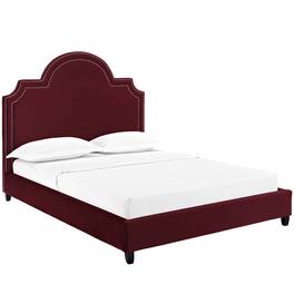 Modway - Primrose Performance Velvet Queen Platform Bed - Red