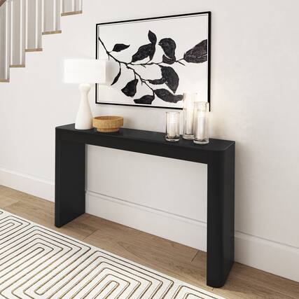 Front. Plank+Beam - Contour Console Table (56in / 1420mm), Black - Black.