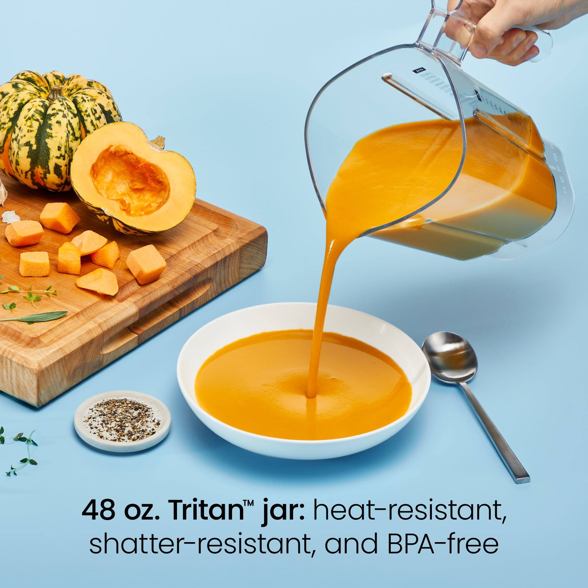 48 oz. Tritan™ jar: heat-resistant, shatter-resistant, and BPA-free
