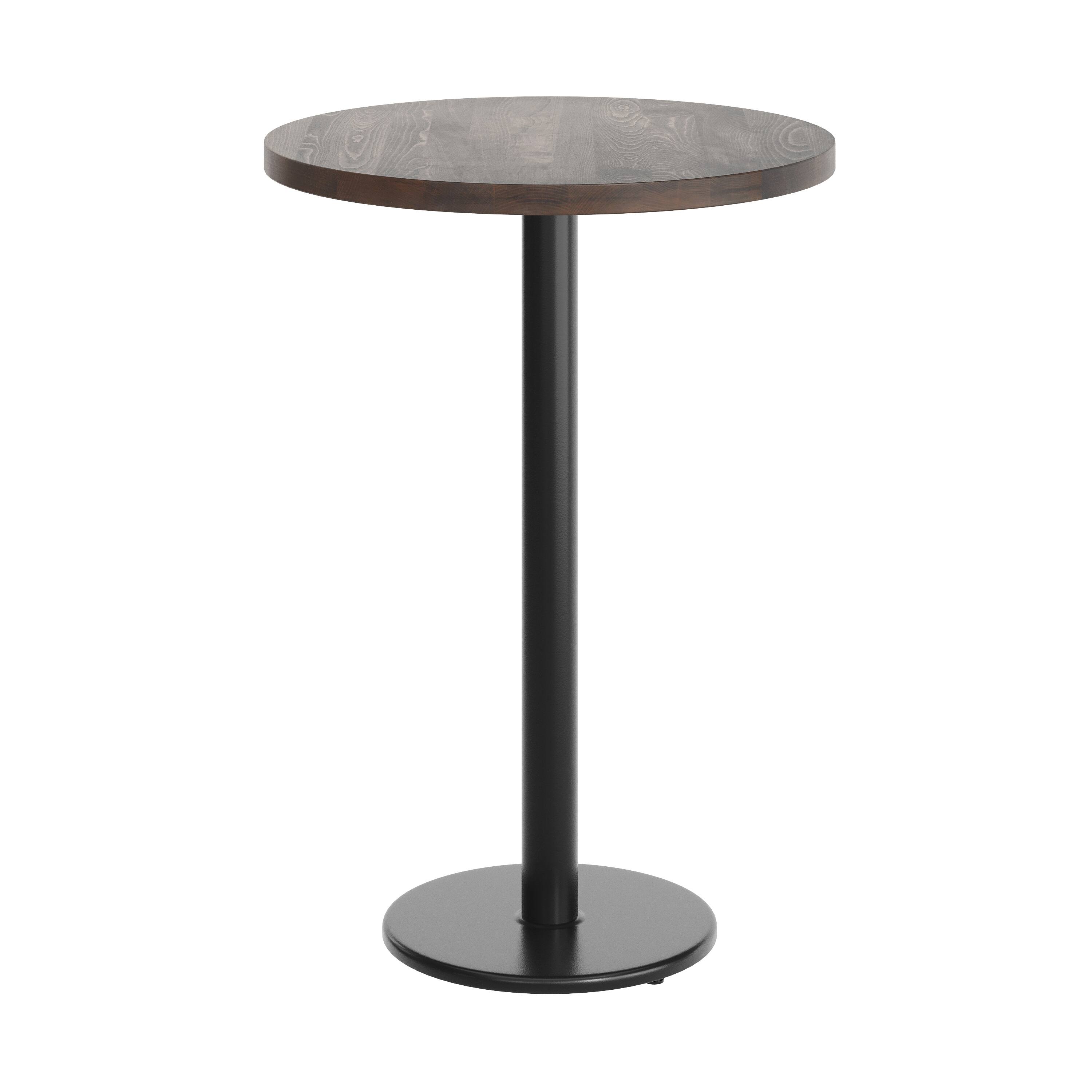 Angle. Flash Furniture - Bennett 30" Round Solid Wood Commercial Indoor Tabletop in Dark Brown with 18" Round Bar Height Rust-Resistant Black Cas - Brown.