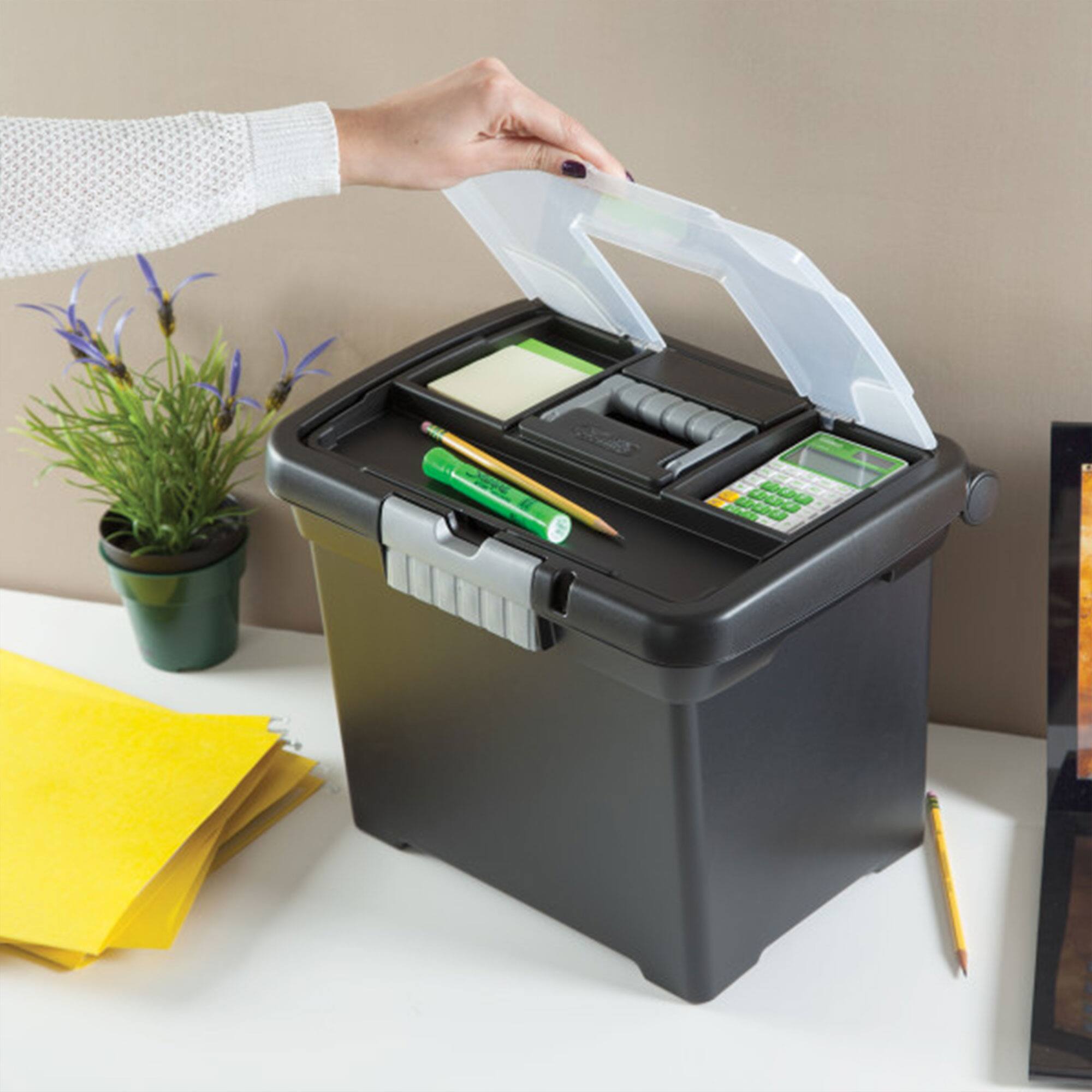 Alt View 4. Sterilite - Sterilite Portable Lockable File Box Organizer with Handle (8 Pack) - Black.