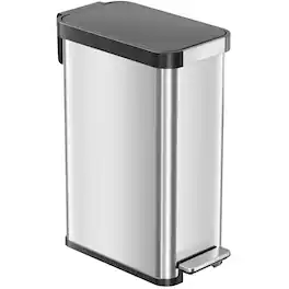 iTouchless - 13.2 Gallon Stainless Steel SoftStep Elongated Step Pedal Kitchen Trash Can with AbsorbX Odor Filter - Silver