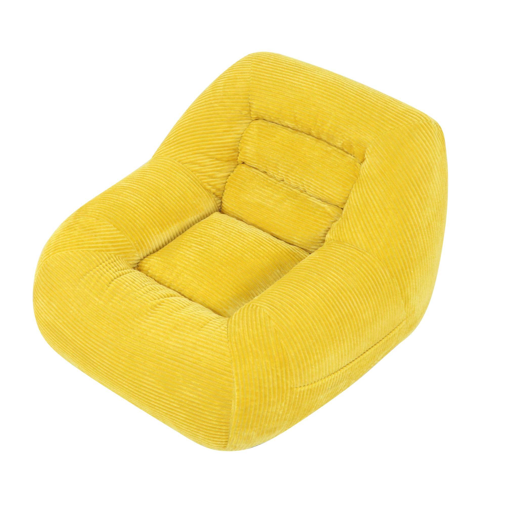 Alt View 2. GOODSILO - Plush Corduroy Fabric Beanbag Sofa for Cozy Living Spaces and Comfortable Lounging - Yellow.