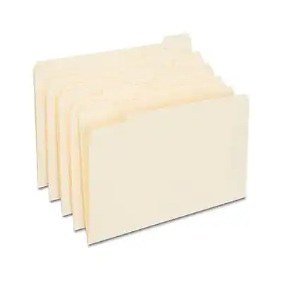 Front. Staples - Staples 30% Recycled File Folder, 1/5 Cut, Legal Size, Manila, 100/Box (ST163378/163378) - Manila.