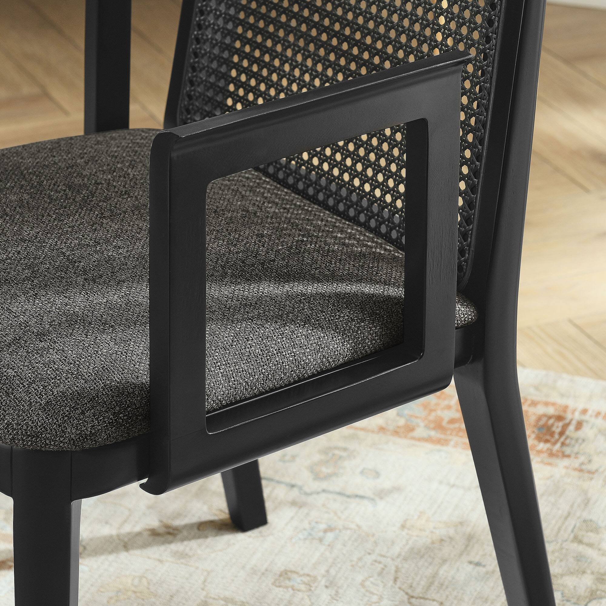 Alt View 1. Modway - Monarch Wood and Rattan Dining Armchair by Modway - Black Black Gray.