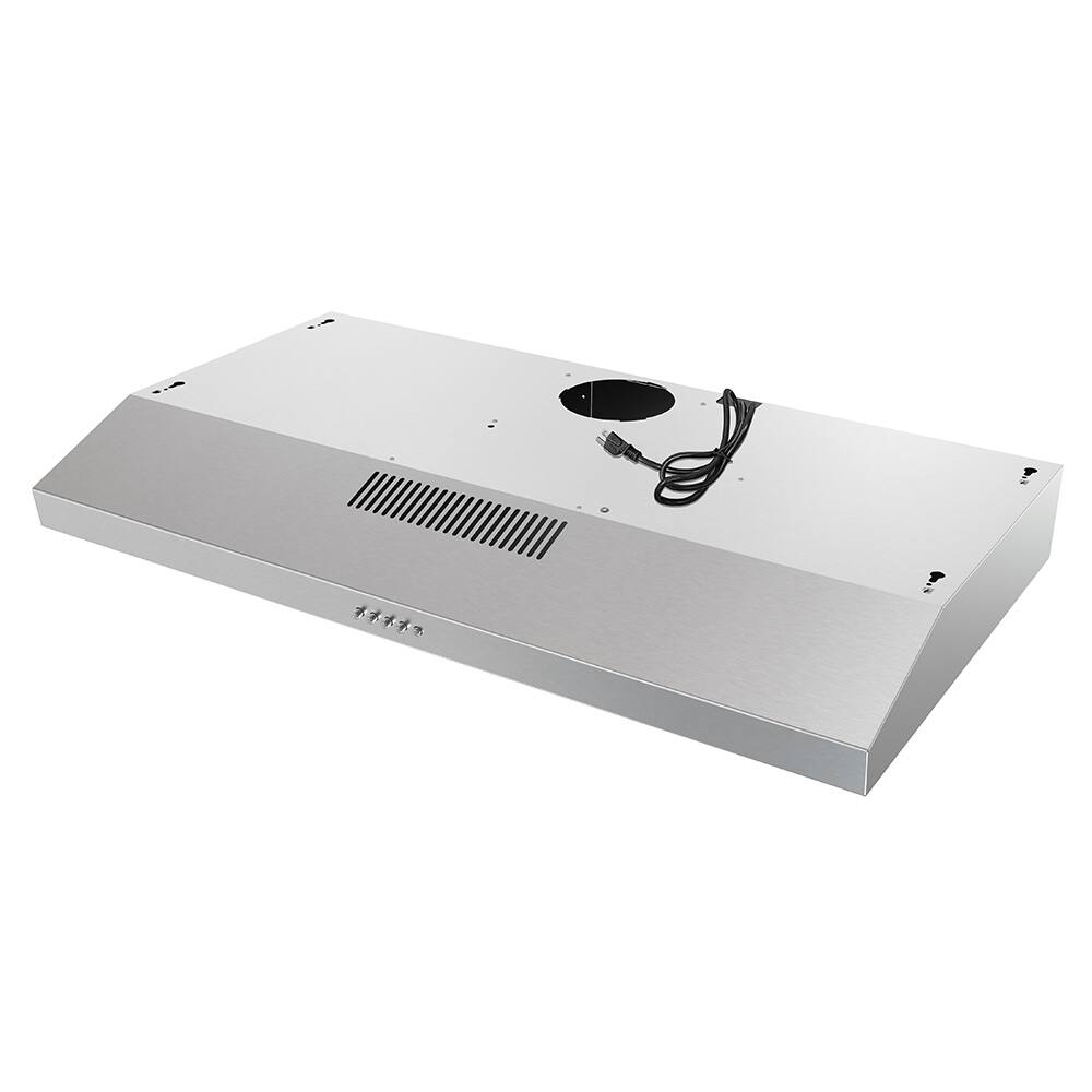 Alt View 5. Streamline - 36 in. Lagundo Ducted Undermount 80 CFM Range Hood, Mesh Filters, Push Button Control, LED Light - Brushed Stainless Steel.