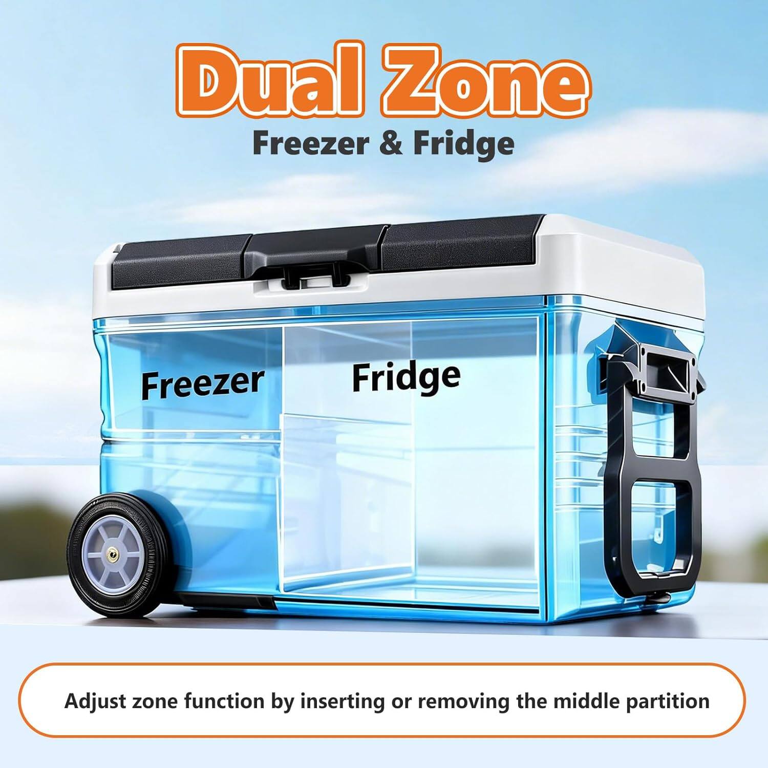 Dual Zone Freezer & Fridge

Adjust zone function by inserting or removing the middle partition