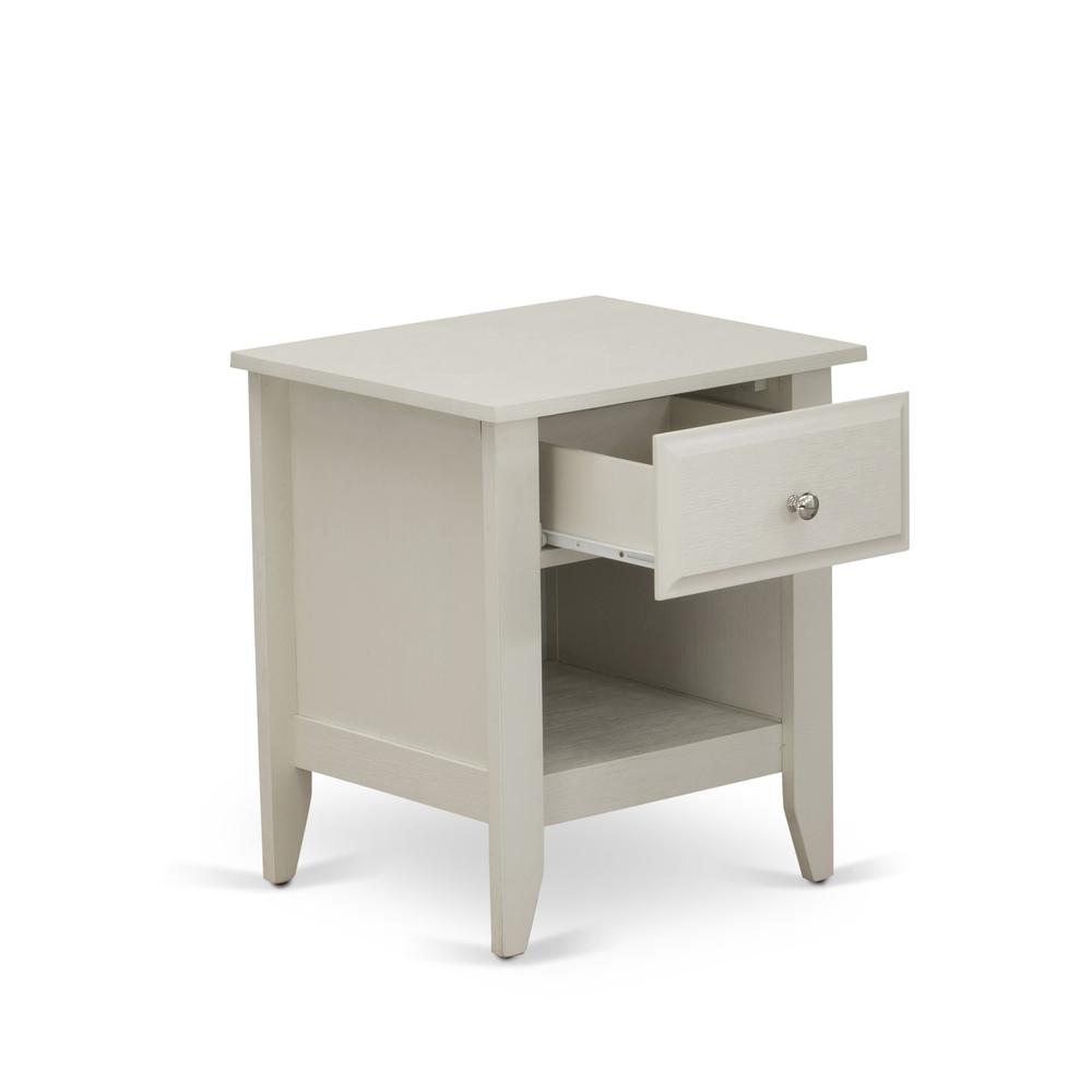 Left. East West Furniture - East West Furniture GA-0C-ET Small Night Stand with 1 Mid Century Modern Drawer, Stable and Sturdy Constructed - Wire - Wire Brushed Butter Cream.