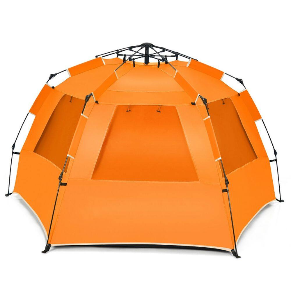 Alt View 4. Loheer - Loheer 3-4 Person Pop-Up Beach Tent UPF 50+ Portable Sun Shelter Easy Setup Waterproof Canopy Orange Blue - Orange/Blue.