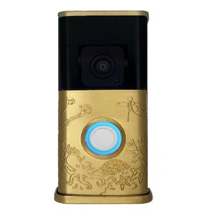 Front. Michael Healy - Coastal Video Doorbell Cover (Ring 3, 3 Plus, 4, Battery Plus and Battery Pro) - Satin Brass.