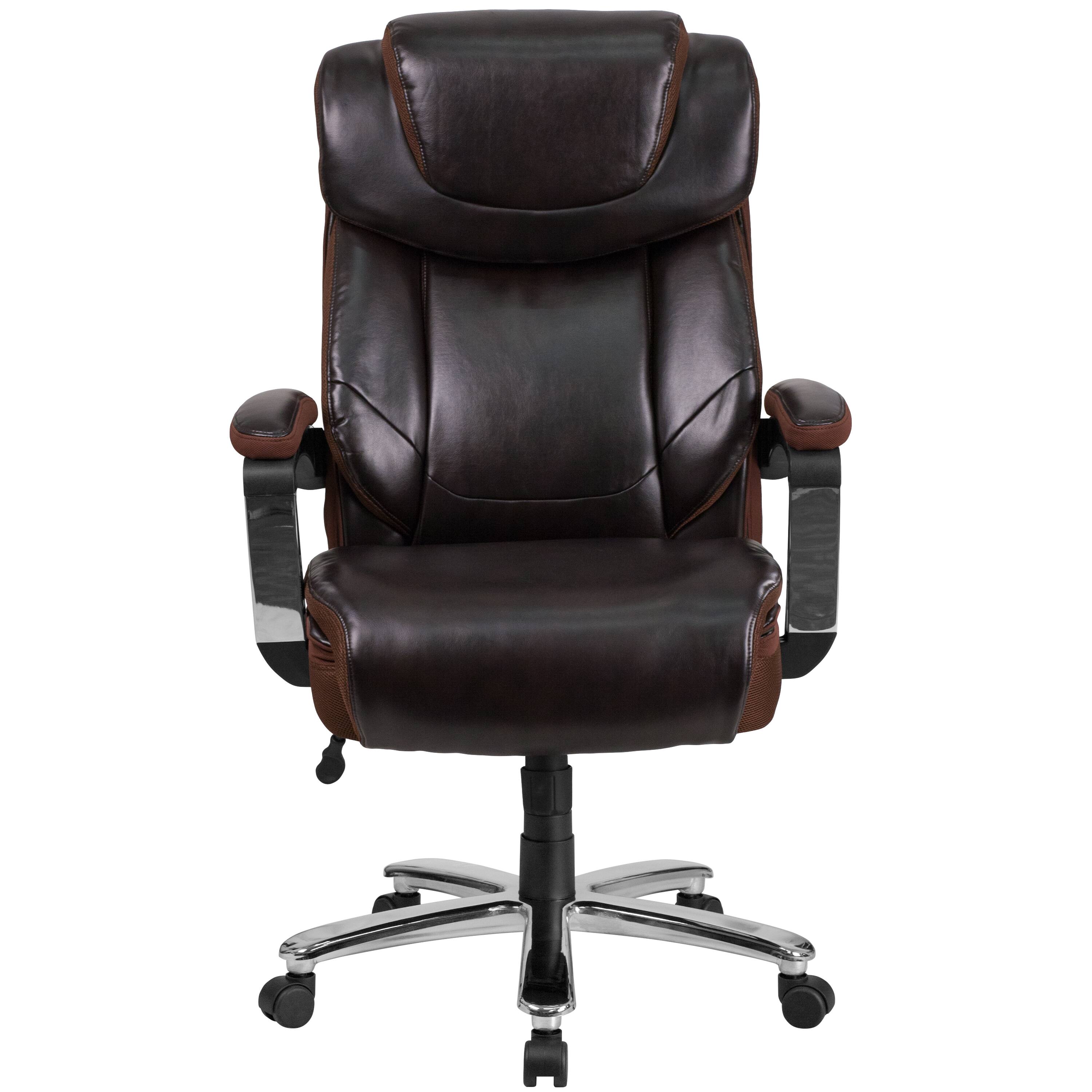 Alt View 7. Emma + Oliver - 500 lb. Big & Tall Height Adjustable Headrest Swivel Ergonomic Office Chair - Brown.