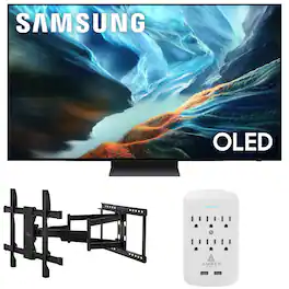 Samsung - QN83S90HAE OLED Smart TV with a Walts XL-FULL-MOTION-MOUNT Mount and Amber 6-OUTLET-SURGE Surge Protector (2026)